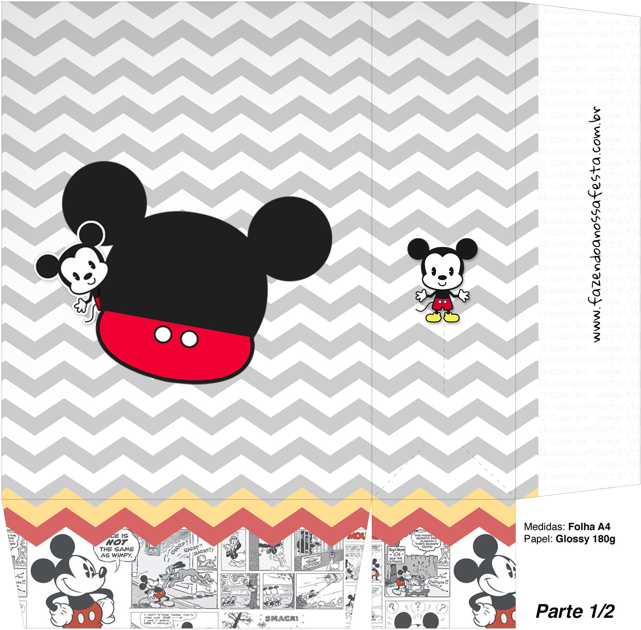 Sacolinha Surpresa 1 2 Mickey Baby Vintage Kit Festa