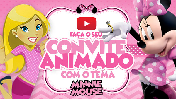 Convite Animado Virtual Minnie Rosa Grátis para Baixar