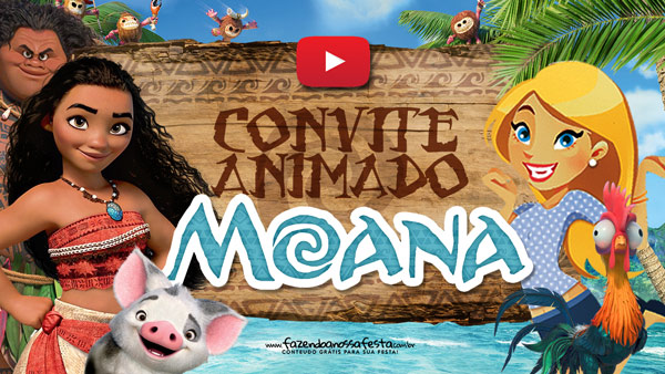 Convite Animado Virtual Moana Grátis para Baixar