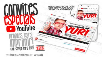 Convite Especial Festa Youtube Grátis para Imprimir e Personalizar Convite Especial Youtube Grátis