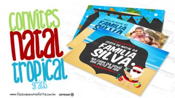 Convite Natal Tropical Grátis para Imprimir e Personalizar Convite Natal Tropical Gratis