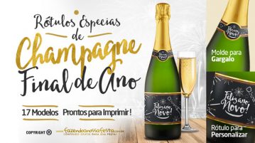 Rótulo Champagne Personalizado Ano Novo Grátis e Pronto para Imprimir Rótulo Champagne Personalizado Ano Novo