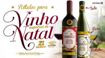 Rótulo de Vinho para o Natal Grátis para Imprimir e Personalizar Rótulo de Vinho para o Natal