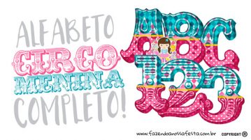 Alfabeto Festa Circo Menina Grátis para Personalizar e Imprimir Alfabeto Circo Menina