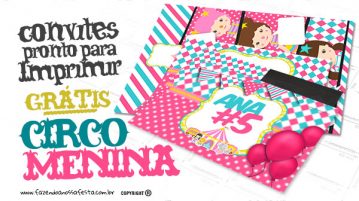 Convite Circo Menina Grátis para Personalizar e Imprimir