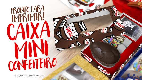 Caixa Kit Mini Confeiteiro Chocolates Grátis para Imprimir