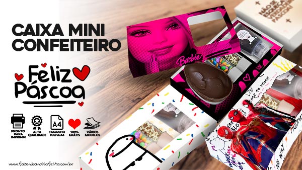 Caixa Mini Confeiteiro Personagens para Imprimir