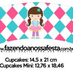 Saias Wrappers para Cupcakes Circo Menina Kit Festa