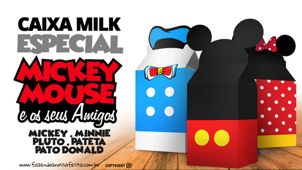 Caixa Milk Mickey e sua Turma Grátis para Imprimir em Casa
