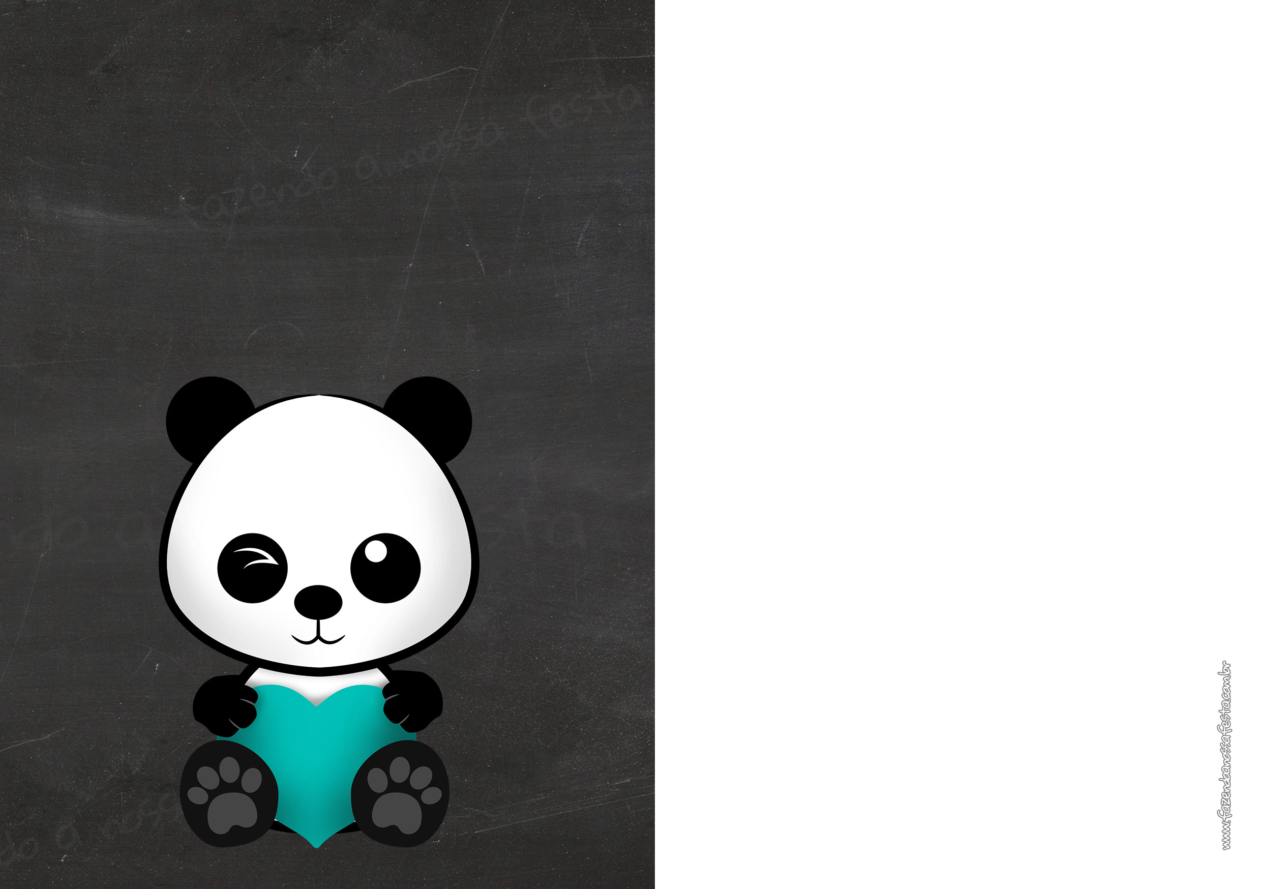 Convite Chalkboard Panda Menino 6