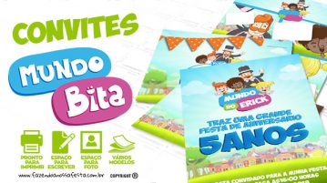 Convite Mundo Bita para Editar e Imprimir em Casa Grátis Convite Mundo Bita