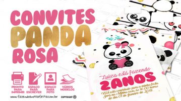 Convite Panda Menina Grátis para Baixar e Imprimir em Casa Convite Panda Menina Gratis
