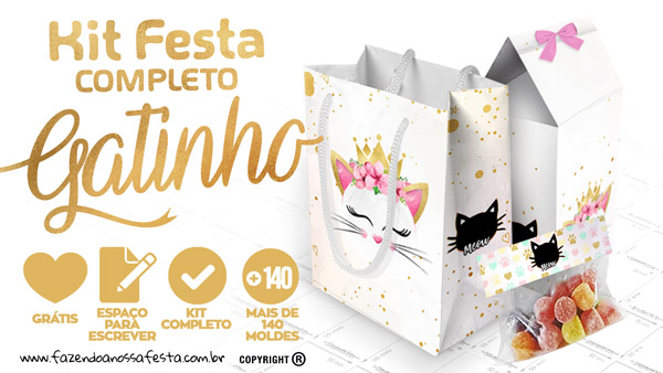 Gatinho Kit Festa Gratis para Imprimir