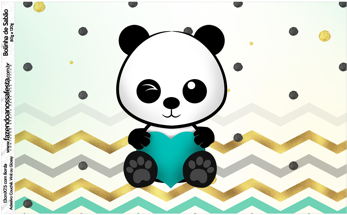 Rotulo Bolinha de Sabao Panda Menino Kit Festa