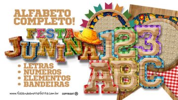 Alfabeto Festa Junina Grátis para Personalizar e Imprimir em Casa Alfabeto Festa Junina