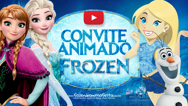 Convite Animado Virtual Frozen Grátis para Baixar e Personalizar
