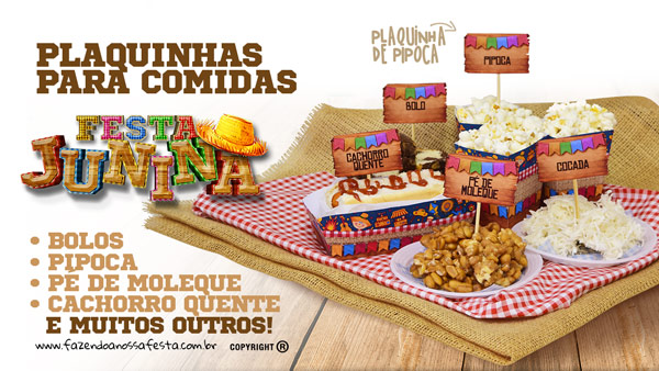 Plaquinha de Comida para Festa Junina Grátis Pronto para Imprimir