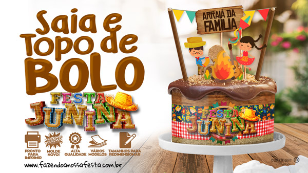 Topo de bolo e Lateral de Bolo para Festa Junina