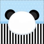 Adesivo Acrilico Quadrado Panda Azul Kit Festa