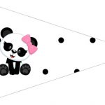 Bandeirinha Sanduiche 2 Panda Rosa Personalizados para Festa