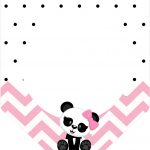 Bandeirinha Varalzinho 3 Panda Rosa Personalizados para Festa