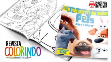 Livrinho para Colorir Pets a Vida Secreta dos Bichos Grátis Capa Revista Pets a vida secreta dos bichos