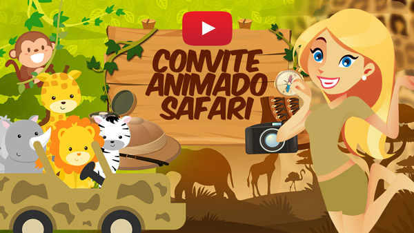 Convite Animado Virtual Safari Grátis para baixar e editar