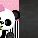 Convite Chalkboard Tema Panda Rosa