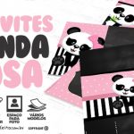 Convite Panda Rosa Grátis para Baixar e Imprimir em Casa