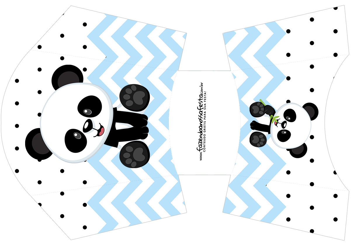 Panda Azul Personalizados para Festa Infantil Totalmente Grátis