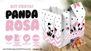 Panda Rosa Personalizados para Festa Infantil Grátis para Imprimir Panda Rosa Personalizados para Festa