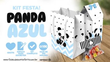 Panda Azul Personalizados para Festa Infantil Totalmente Grátis Panda Azul Personalizados para Festa
