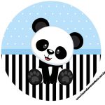 Rotulo Latinhas, Toppers e tubete Panda Azul Menino