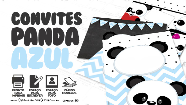 Convite Panda Menino Azul Gratis