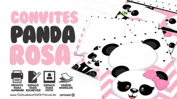 Convite Panda Rosa Menina para Baixar e Imprimir em Casa Convite Panda Rosa Menina Gratis para Imprimir