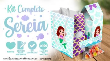 Kit Festa Sereia Cute Grátis para Baixar e Imprimir em Casa Kit Festa Sereia Gratis para Imprimir em Casa