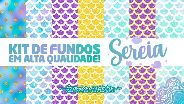 Bolo de aniversário com sereias em um fundo roxo