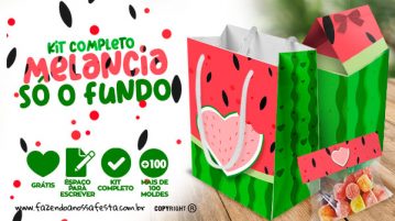 Kit Festa Melancia para Imprimir em casa Fundo Limpo Grátis Kit Festa Melancia para Imprimir