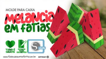 Caixa Melancia para Imprimir em casa e Molde Grátis para Silhouette Molde Caixa Melancia para Imprimir