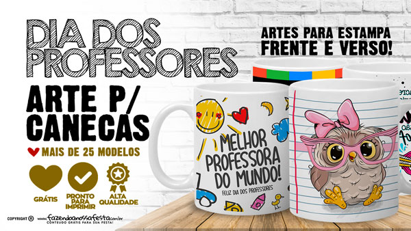 Arte para Caneca Dia dos Professores Download Grátis