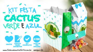 Kit Festa Cactos para Imprimir Grátis para Baixar e Personalizar