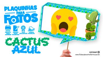 Plaquinhas Cactos Azul Grátis para Baixar e Imprimir em Casa Plaquinhas Cactos Azul Gratis