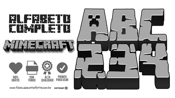 Alfabeto Minecraft para imprimir