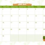 Calendario Mensal Cactos Abril 2019