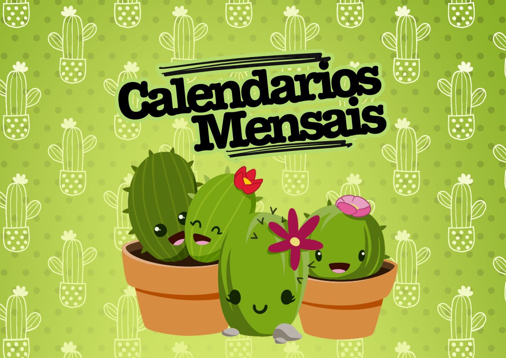 Calendario Mensal Cactos Capa Calendario Mensal