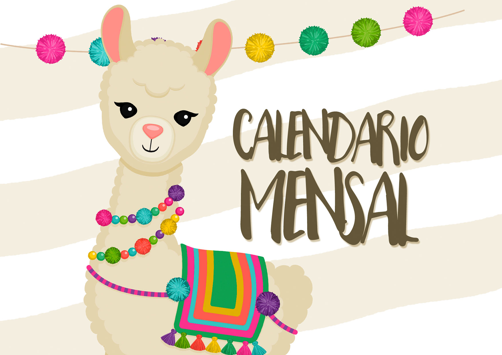 Calendario Mensal Lhama Amarela Capa Calendario Mensal