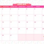 Calendario Mensal Lhama Rosa Julho 2019