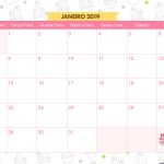 Calendario Mensal Lhama e Cactos Janeiro 2019