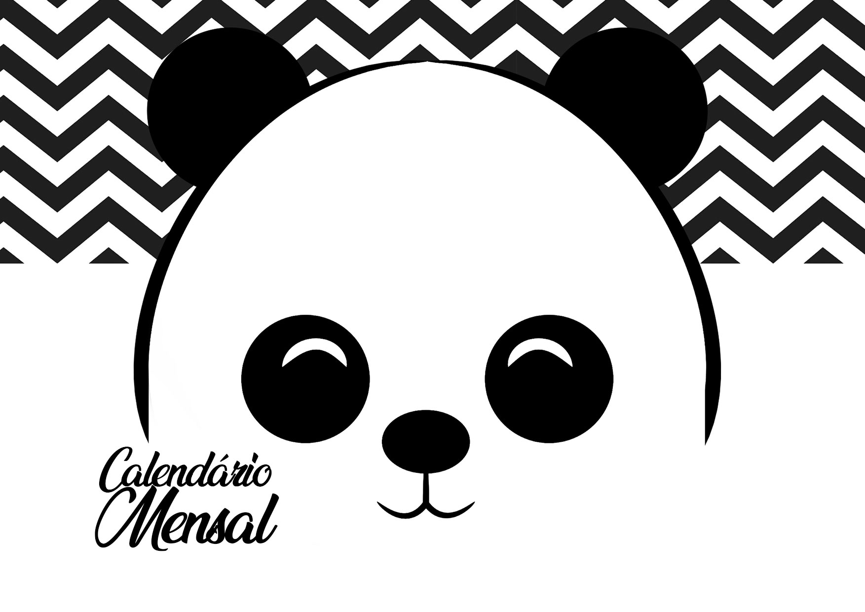Calendario Mensal Panda fofo Capa Calendario Mensal