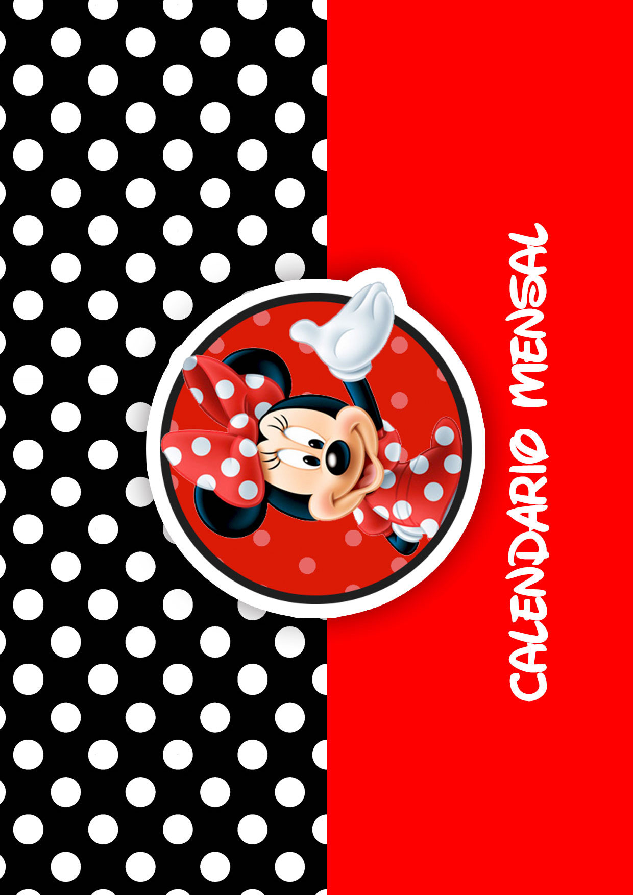 Capa Calendario Mensal Minnie Vermelha